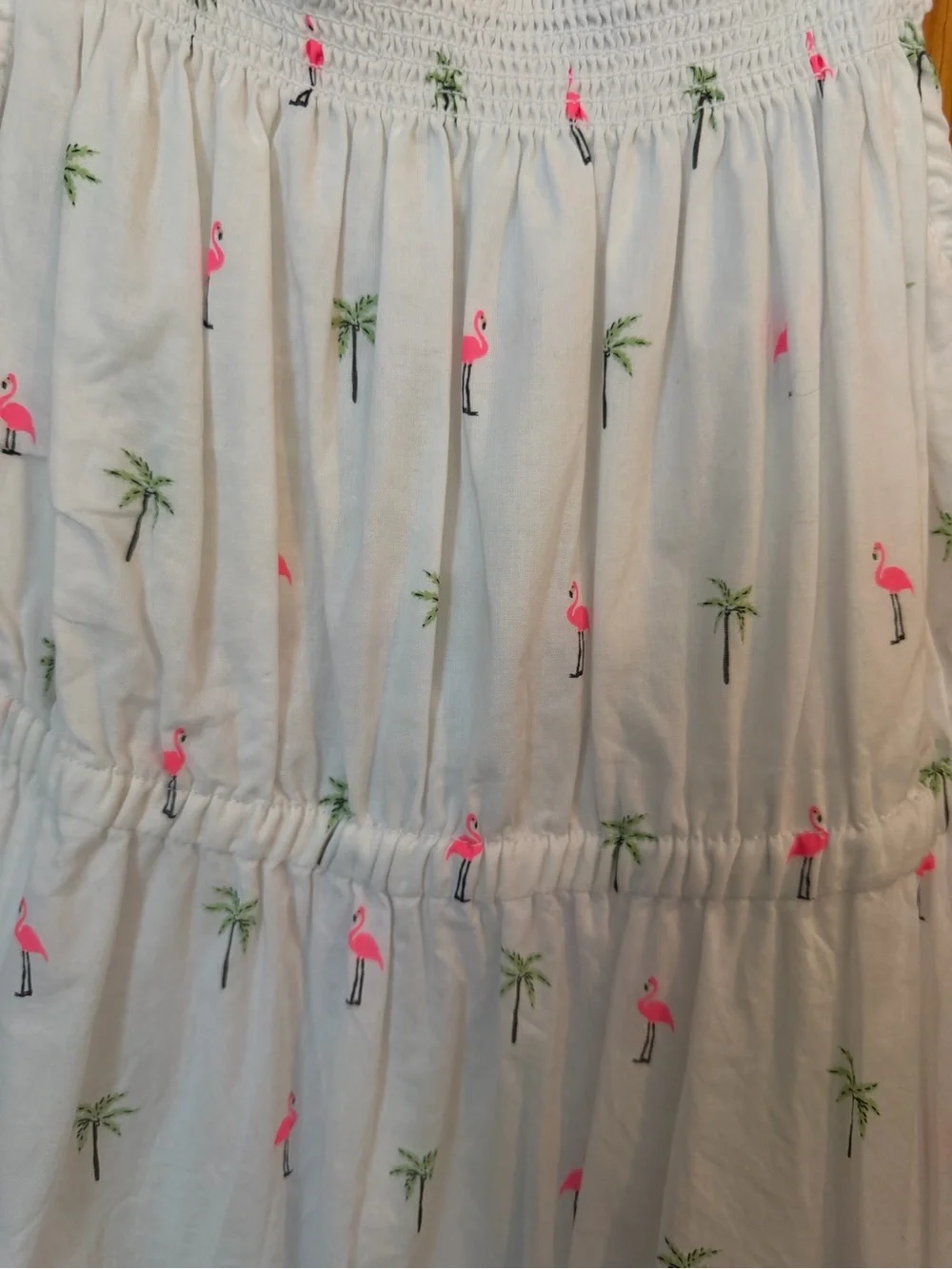 Janie and Jack White Dress with Pink Flamingo and Green Palm Print